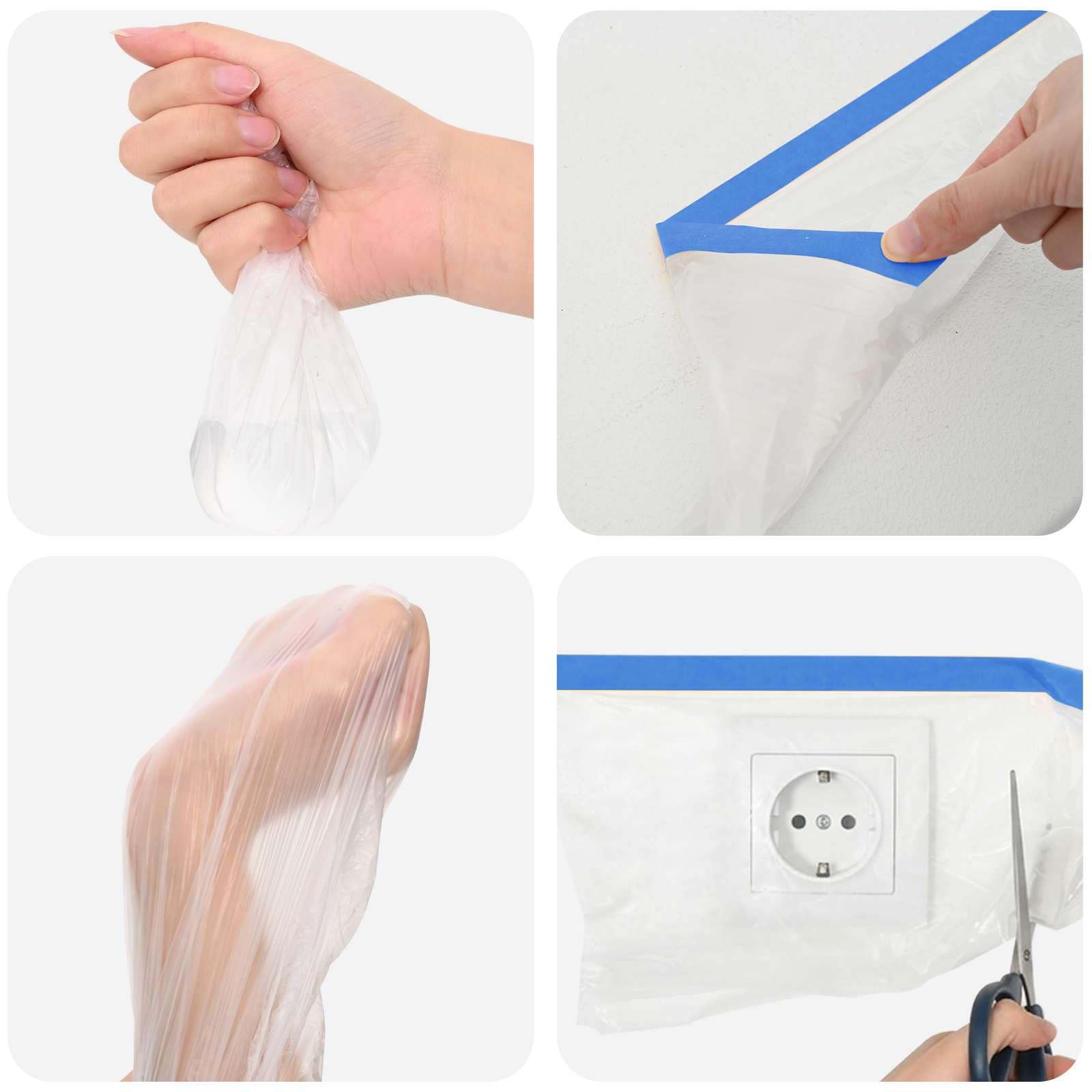 Abdeckfolie Mit Klebeband 12 Stück Transparent Blau | Reißfest, Wasserdicht, Handabreißbar, Für Gartenmöbel Und Baustellen
