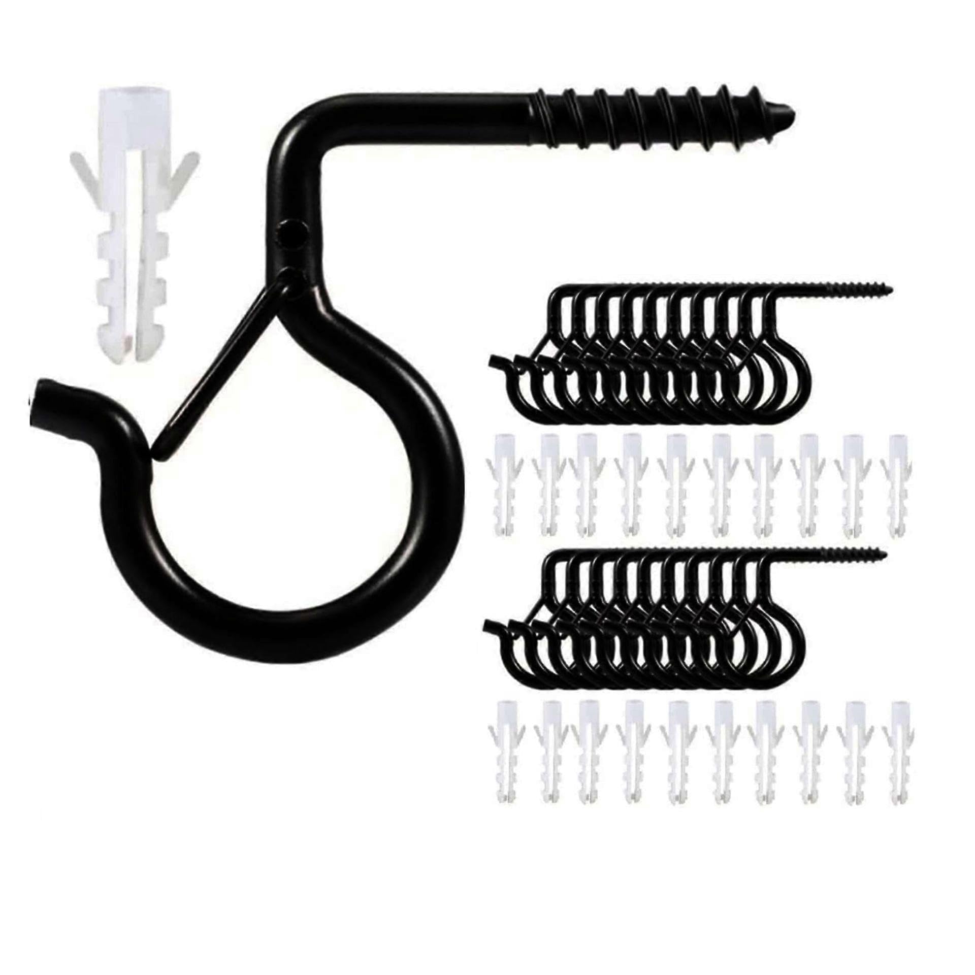 JOYHAPPST Dww-12-Pack Q Hook Outdoor Screw Hooks Feature Q-Buckle Design for Easy-Release Outdoor Wire and Christmas Light Hooks