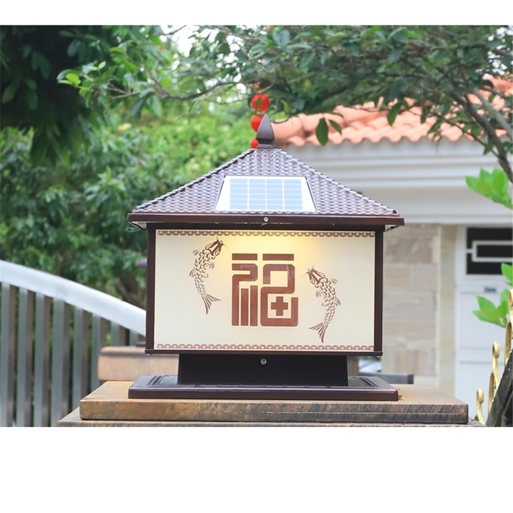 Esterno Solare Post Lampada Impermeabile per Moderno per la Casa Villa Giardino Cortile Portico che racchiude Parete Led Post Luci (M caffè D40CM 1pcs)