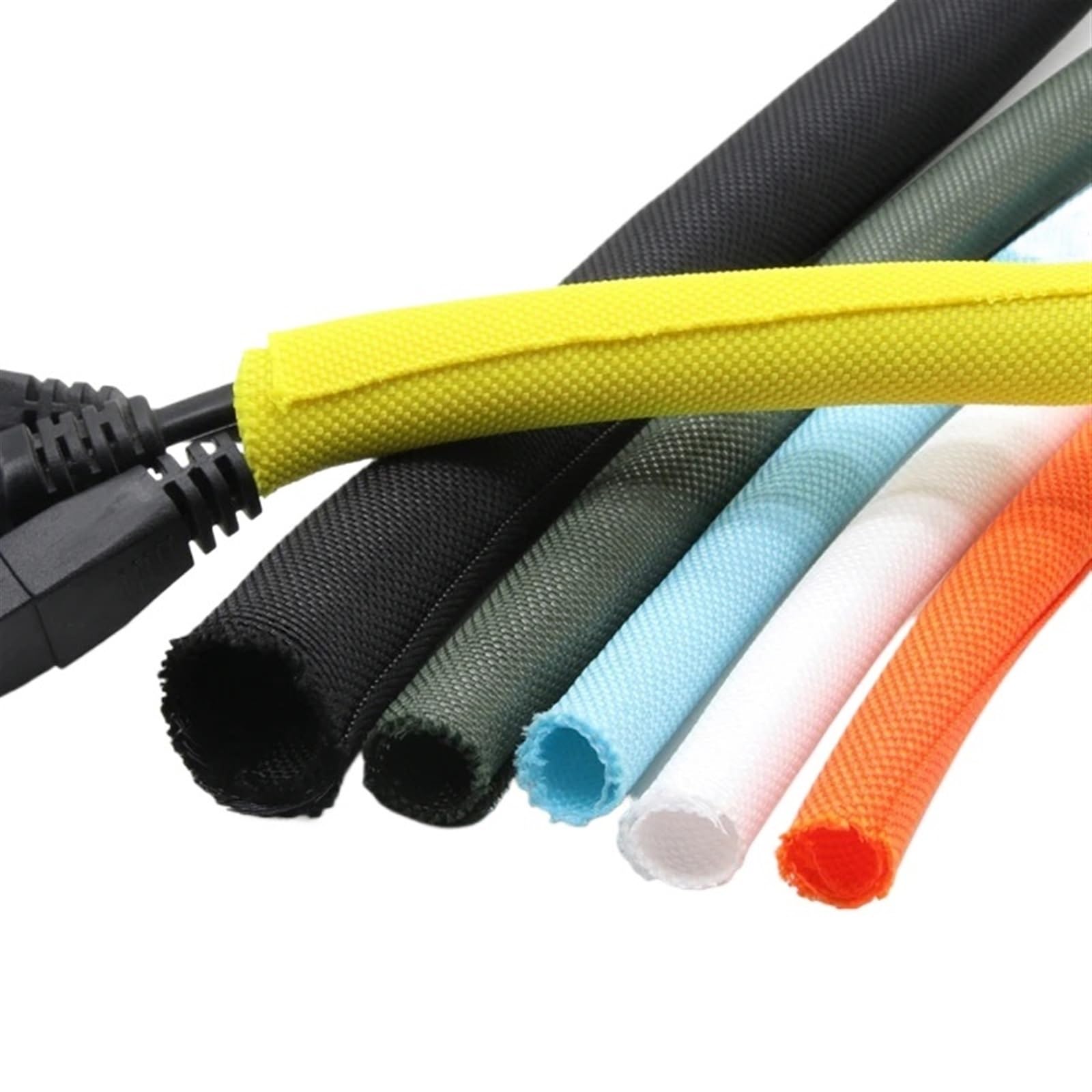 Cubre Cables Funda Trenzada expandible de Cierre automático, Envoltura aislada, Protector Cable con Funda, Organizador autocerrado, 1/2/5 Metros for Computer Automotive(Orange,30mm,5 Meters)