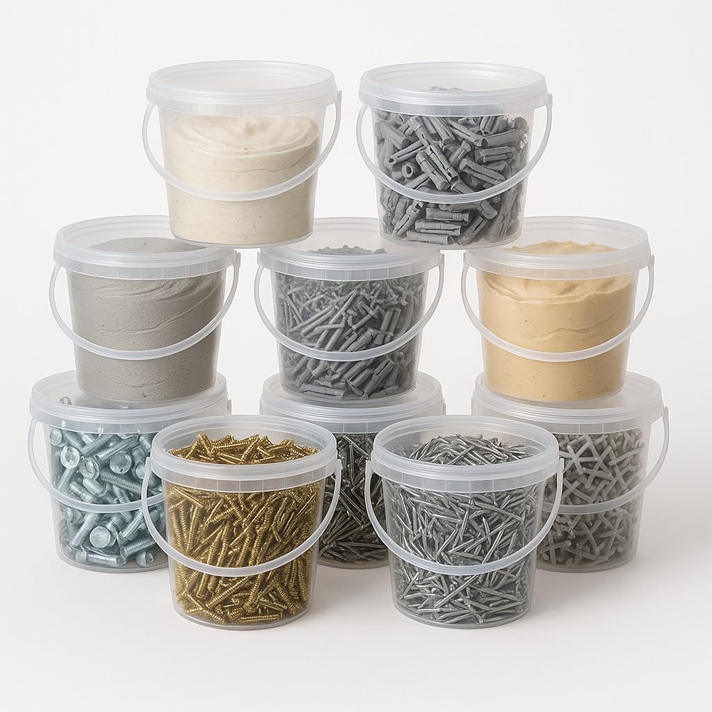 Cubo de plástico transparente con tapa, 2,3 litros, 100 unidades, apto para alimentos, estable, hermético, con asa, vacío