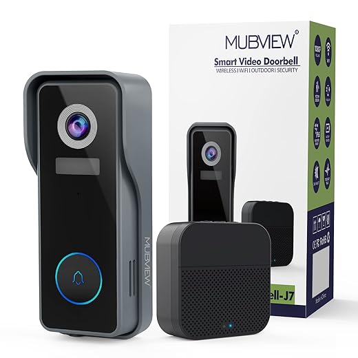 MUBVIEW Wireless Doorbell Camera with Chime 2K HD, WiFi Video Doorbell Camera with Voice Changer, Motion Detector, Anti-Theft Device, Night Vision, 2-Way Audio, SD/Cloud Storage, No Subscription