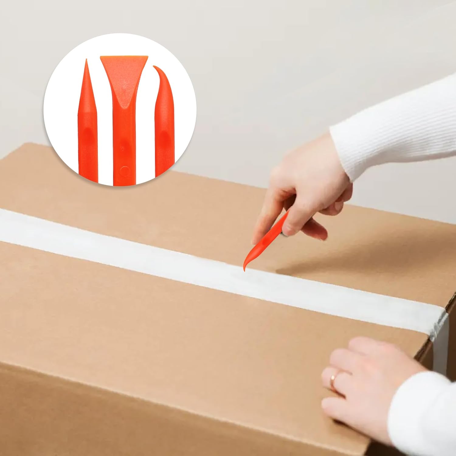 9 Pieces Plastic Scraper Tool Orange Non-Scratch Scraper Multi-Purpose Scraper Cleaning Pen-Shaped Scraper Tool Easy to Clean Small and Narrow Spaces and Gaps Remove Stickers, Labels