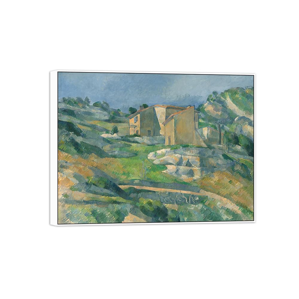 SDYSKKUG Canvas Wall Art Picture Decor Valley by Paul Cezanne 90x70cm White Frame