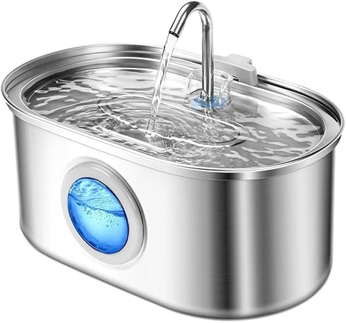 Pawira - Fuente de agua para gatos, fuente de agua de acero inoxidable para gatos de 108 oz3.2 l, fuente de agua para mascotas para gatos en el