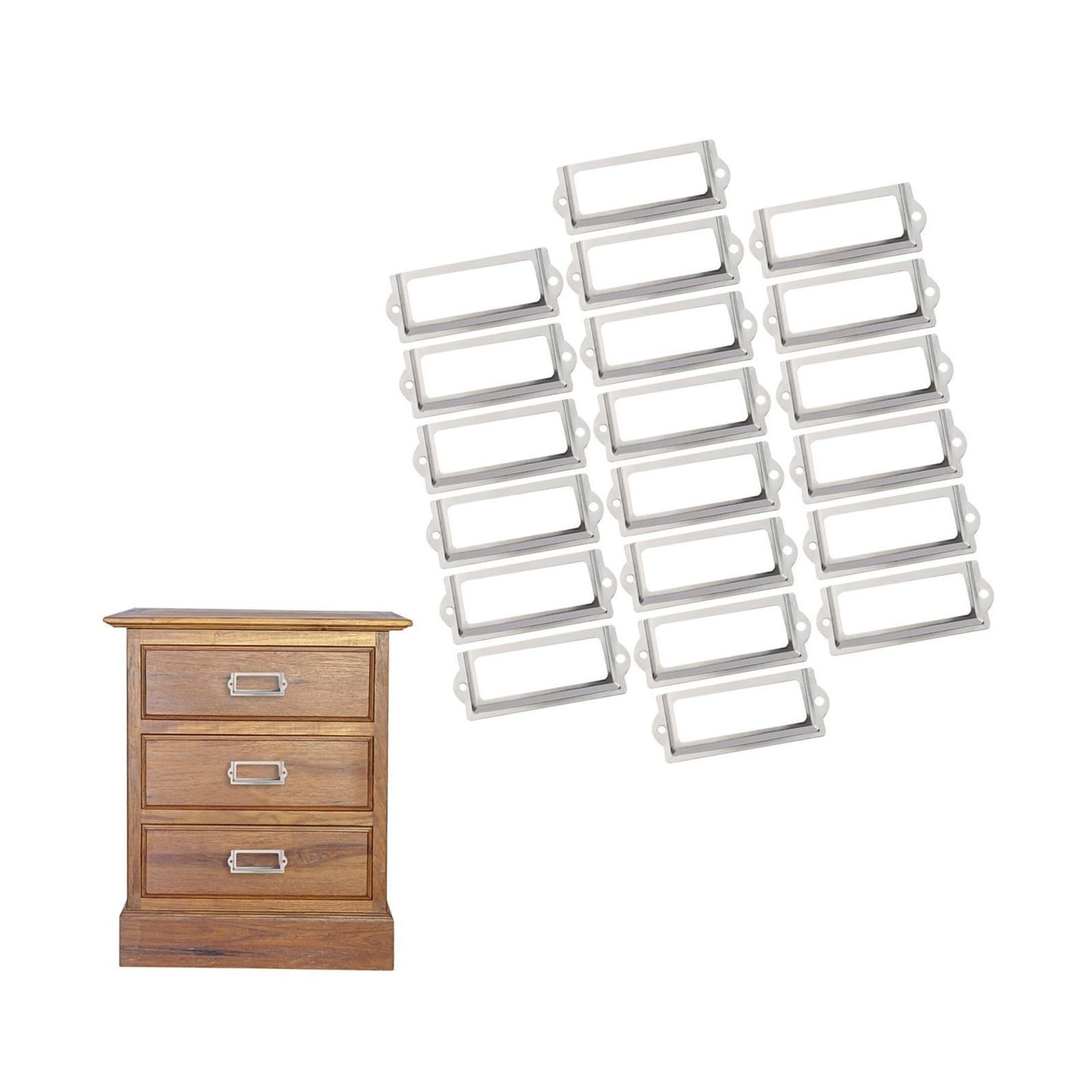 Metal File Label Holders 100Pcs for Office Drawer Tag Pull Handle Frames
