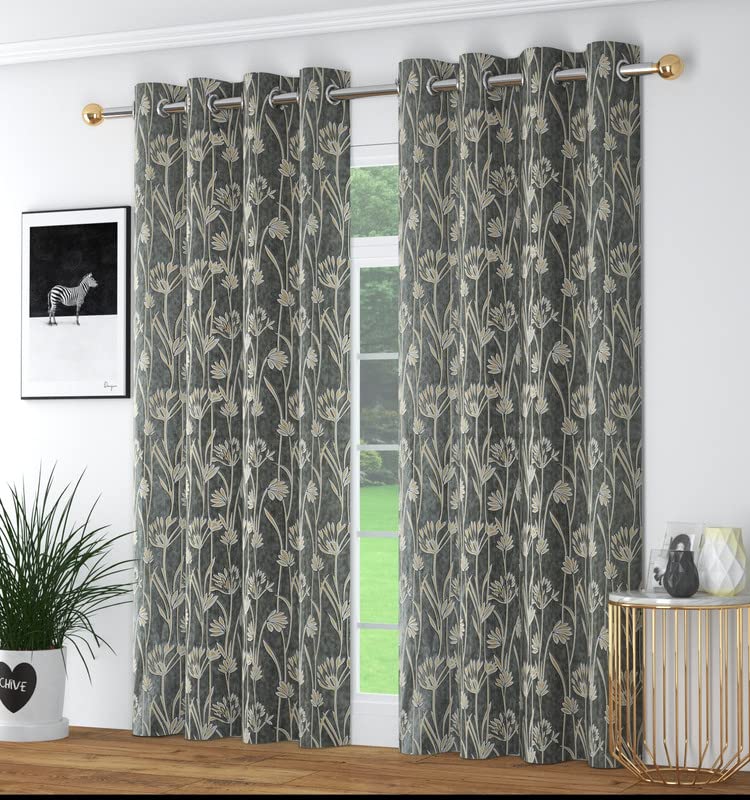 Ultica Fab Velvet Textured Curtain Drapes for Long Door 7Ft Set of 2,Room Darkening Panels for Bedroom Kitchen Hall, Eyelet Curtains for Home and Office Décor Decorative,7 Feet, Grey (B0C1CCW5C5) Amazon Price History, Amazon Price Tracker