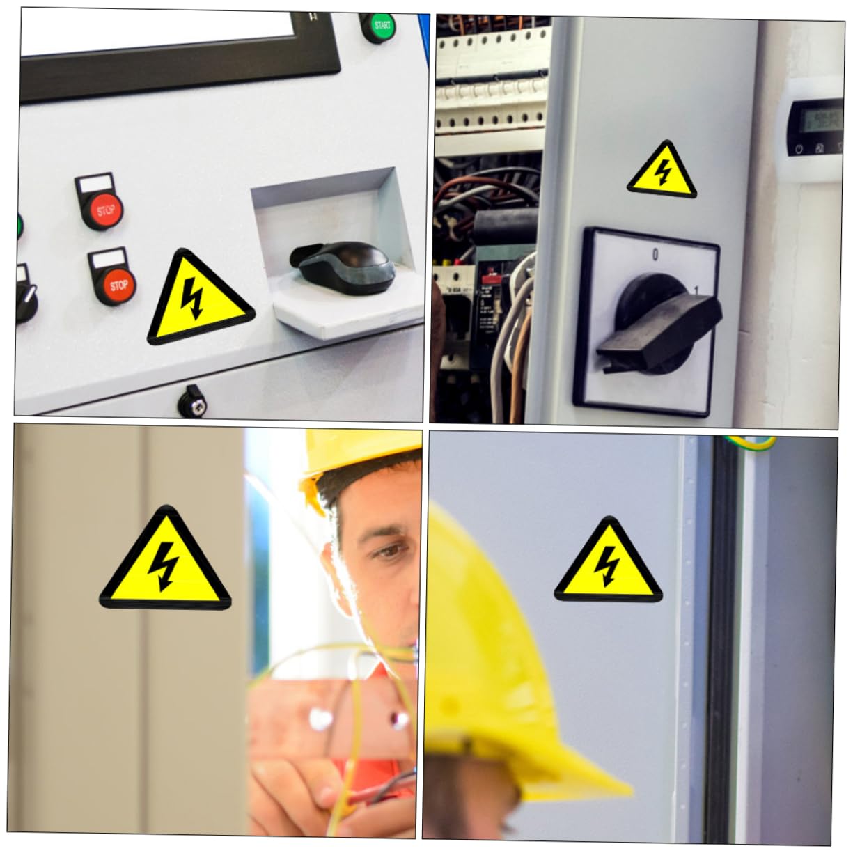 Autocollant Électrique D'avertissement 15pcs Jaune, Étiquette Adhésive | Panneaux pour Coffrets et Tableaux, Lot de 15 Pièces, Message D’alerte sans Texte