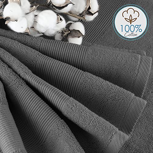 Image of Hearth & Harbor Bath Towels for Bathroom - 100% Ring Spun Cotton Luxury Bathroom Towels - Ultra Soft & Highly Absorbent, Bath Towels Set of 6 - Dark Gray