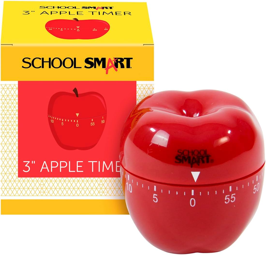 School Smart Apple Shaped Timer with Bell, 60 Minutes - 084083