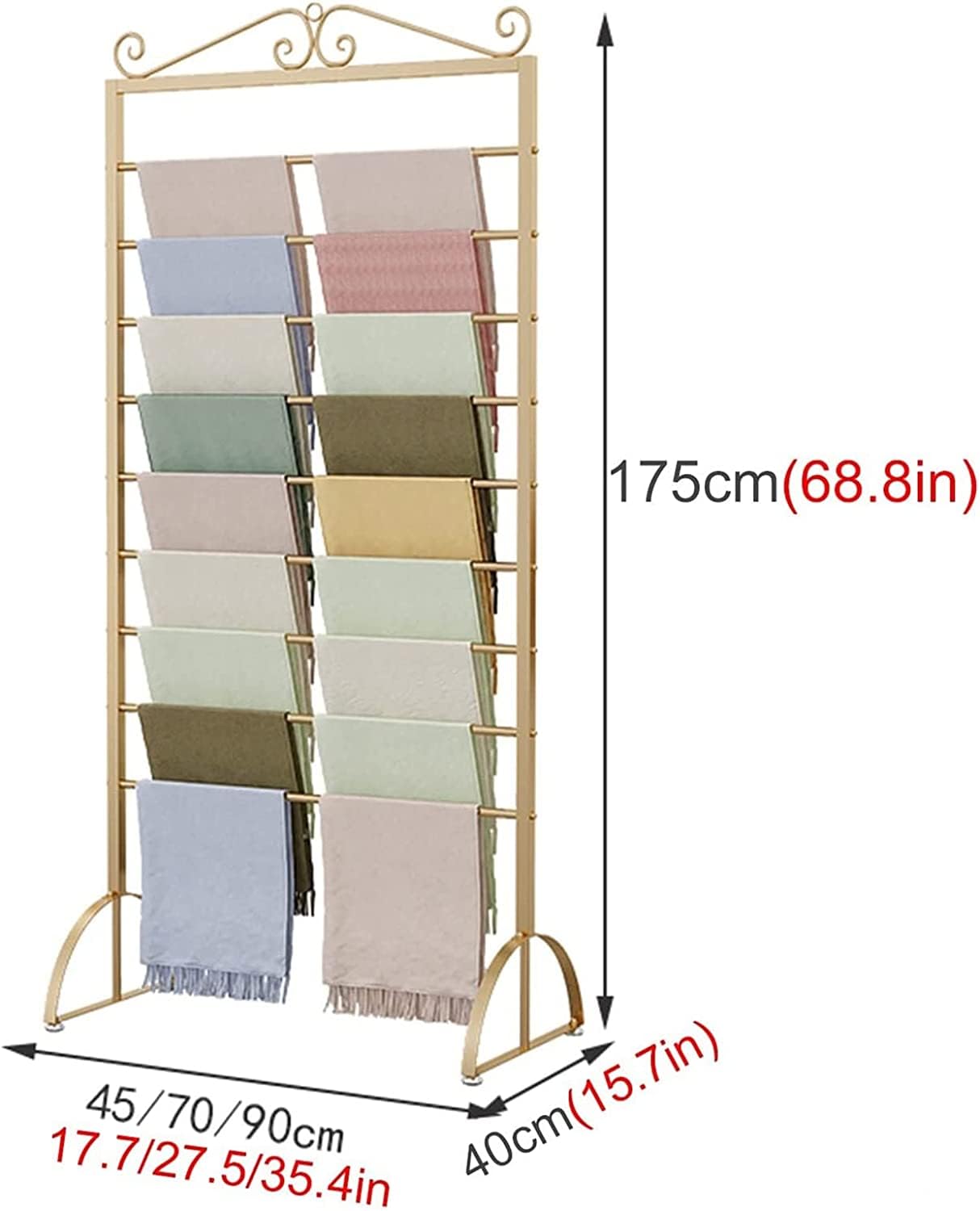 Organizer na szalik, stojak, uchwyt na wstążkę, organizer 173 cm, wysoki szalik/organizer na papier do pakowania, nowoczesny pionowy stojak na rolki winylowe do kwiaciarni / sklepu odzieżowego, łatwy