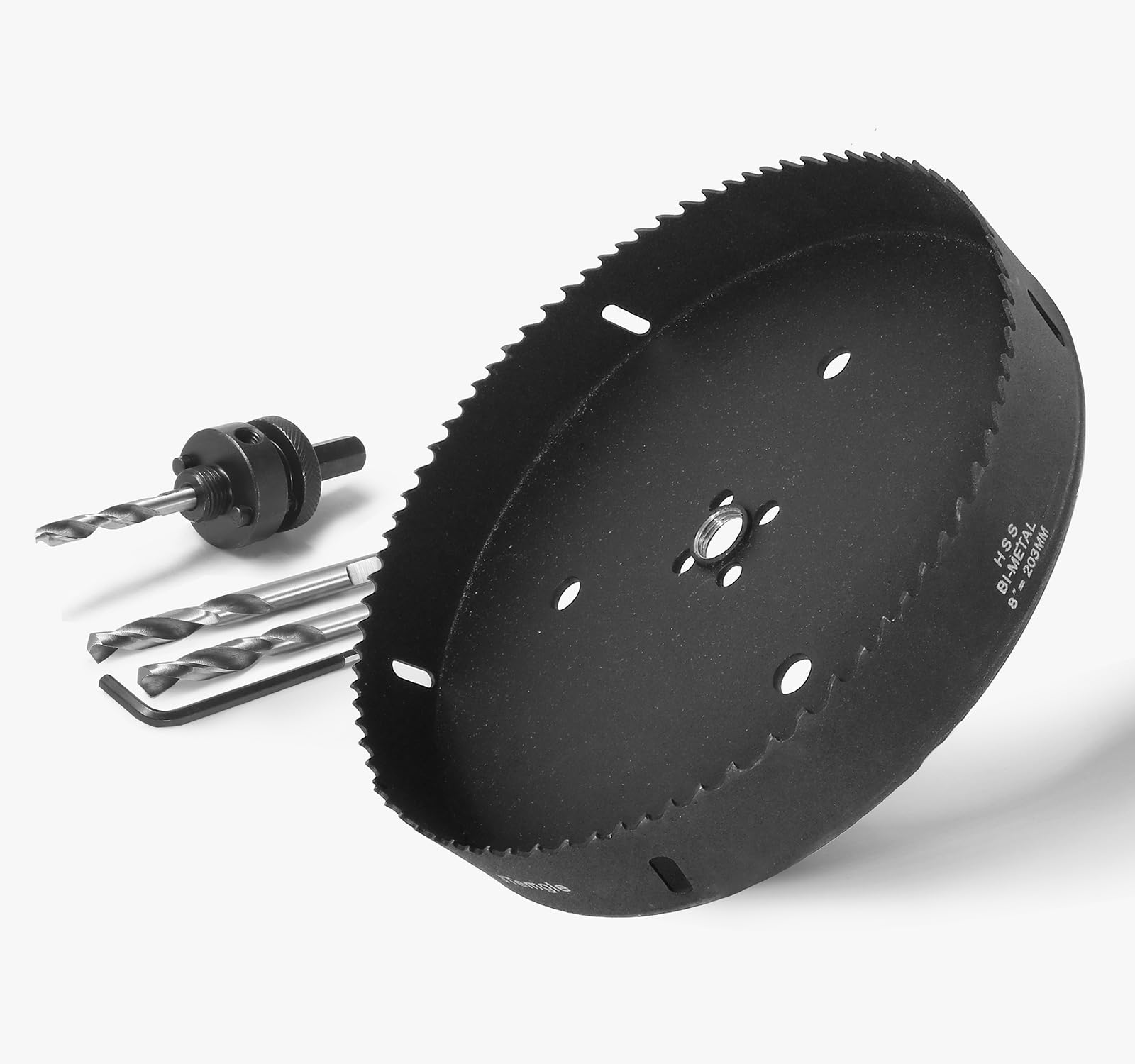 8 Inch Hole Saw with 1/2" Hex Shank Quick Change Arbor, JTemgle Bi-Metal Hole Saw Heavy Duty Hole Cutting Tool for Cornhole Boards, Recessed Lights,