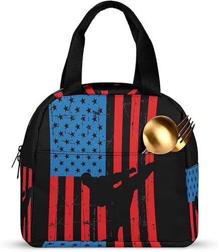 Miniatura 3 de Lonchera de Taekwondo con la bandera de Estados Unidos para mujeres y hombres, bolsa de almuerzo aislada, reutilizable, bolsa de almuerzo