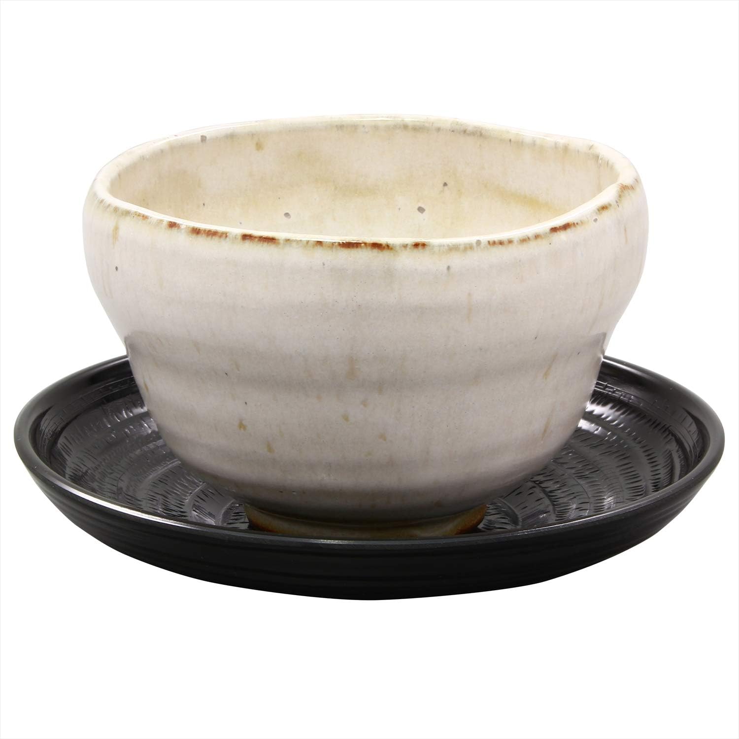 Mino Ware Loose Bowl (with Tea Cup), Small Flowers, Vermilion