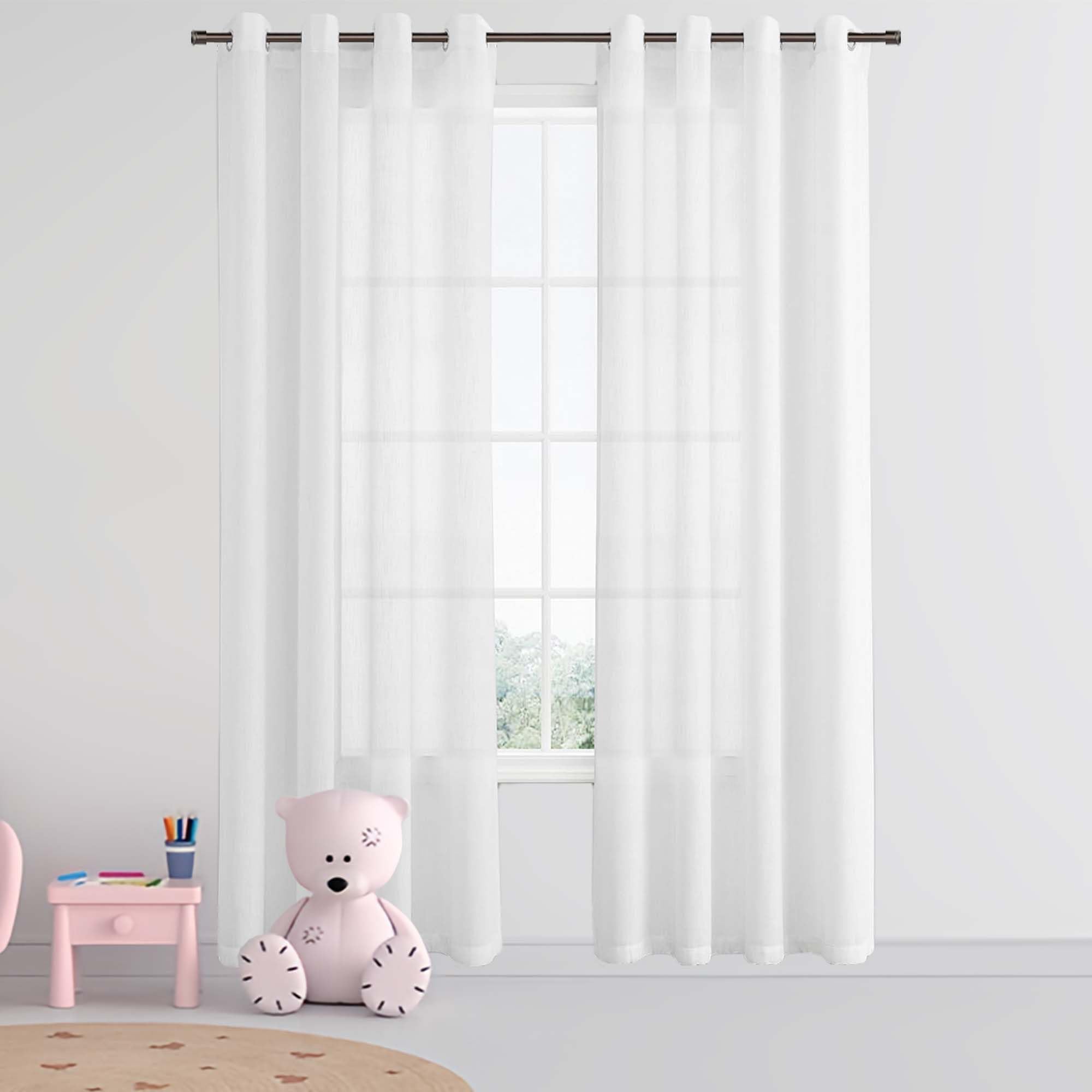 Rideaux voilage anti-UV blanc 200x225 contre la décoloration du soleil