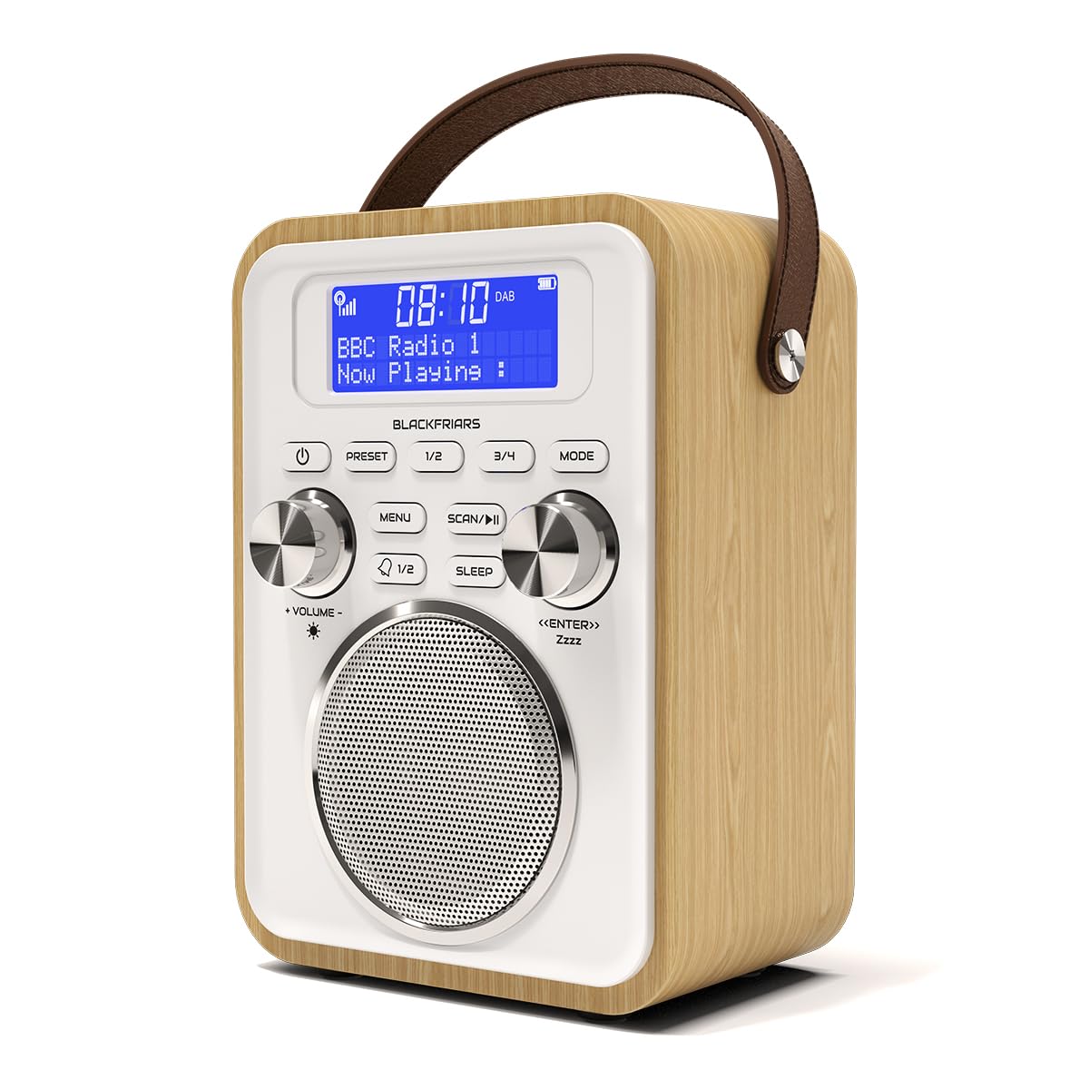DAB/DAB+ & FM Portable Digital Radio | Bluetooth | Remote Control | Rechargeable Battery | Dual Alarms & Sleep Timer | Perfect for Home, Office or Outdoors | AZATOM Blackfriars 2 (OAK)