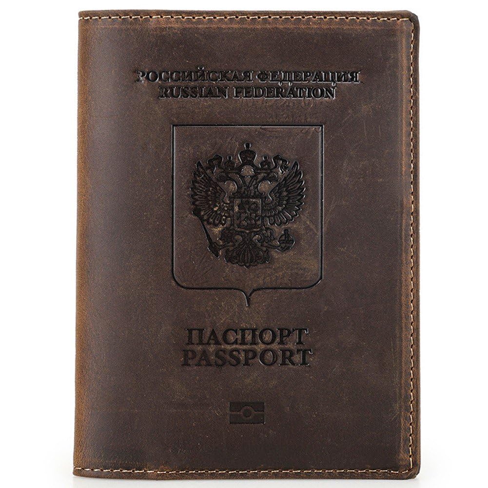 Étui de protection pour passeport russe en cuir PU pour hommes et femmes