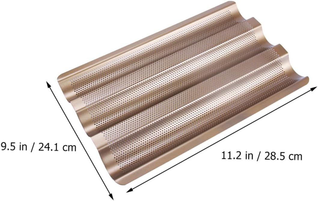 2Pcs Nonstick French Bread Baking Tray Carbon Steel Loaf Bakeware with Perforated Design for Uniform Heating and Easy Demoulding Home and Professional Use