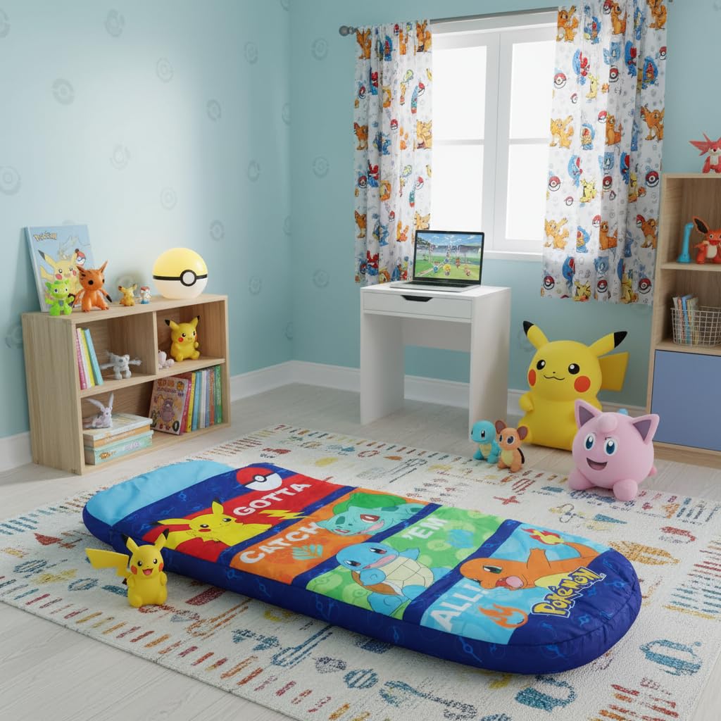 Pokemon ReadyBed Lit Gonflable et Sac de Couchage pour Enfants avec Pompe Matelas de Voyage