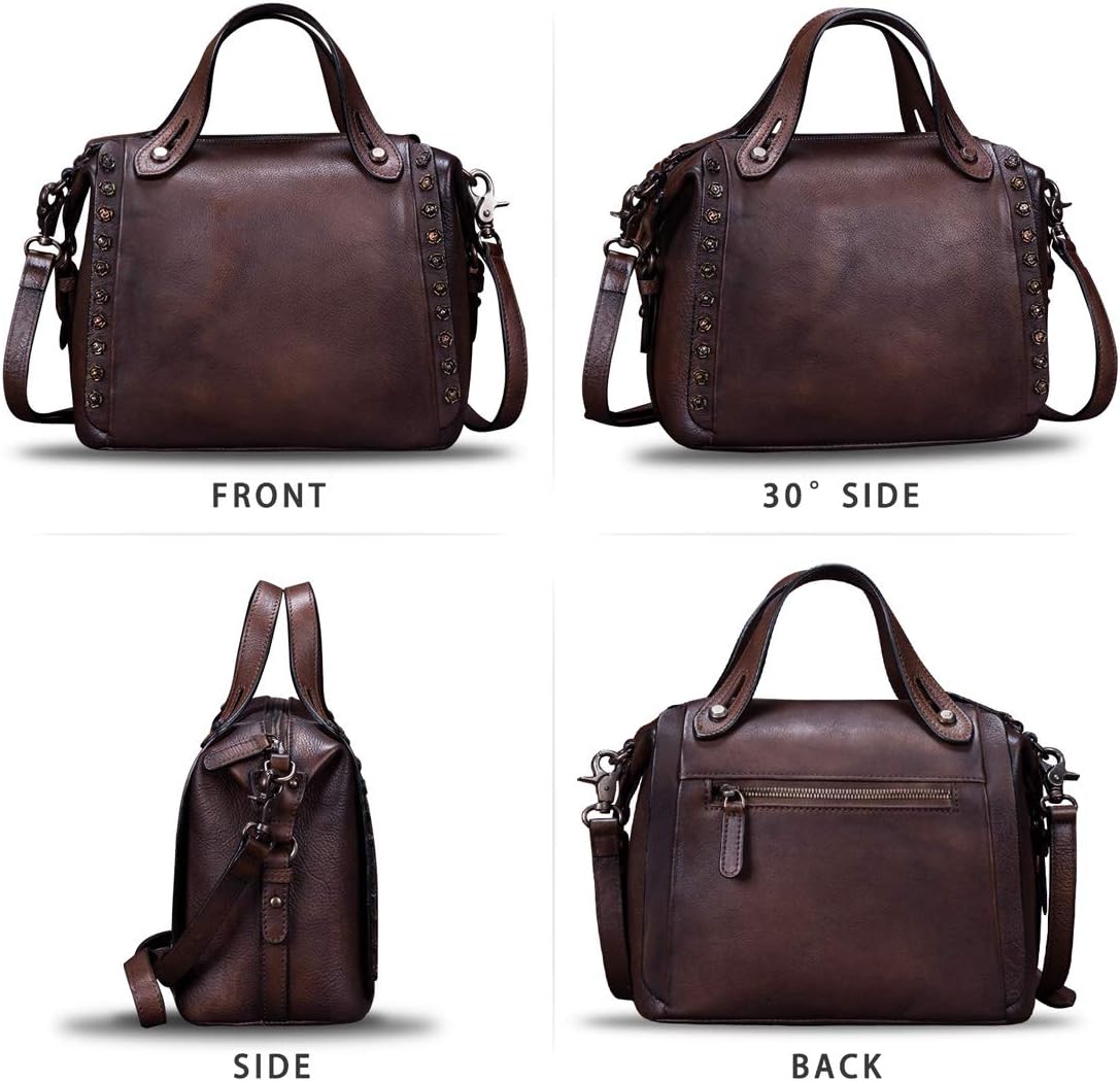 Genuine Leather Purses and Handbags for Women Vintage Handmade Fashion Leather Shoulder Bag Crossbody Satchel with Strap - Image 4