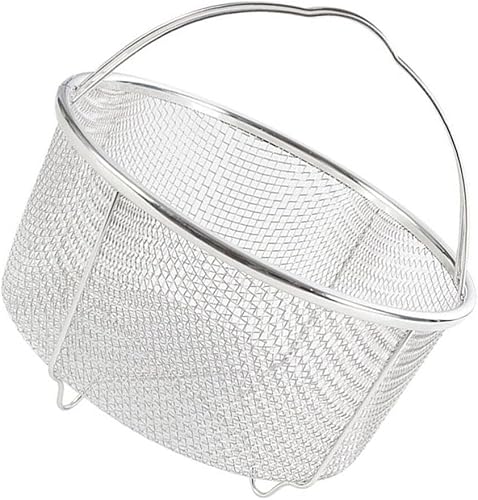 Cabilock Cesta de acero inoxidable para freír profunda, cesta redonda de malla de alambre con asa, colador de cocina para papas fritas, servir