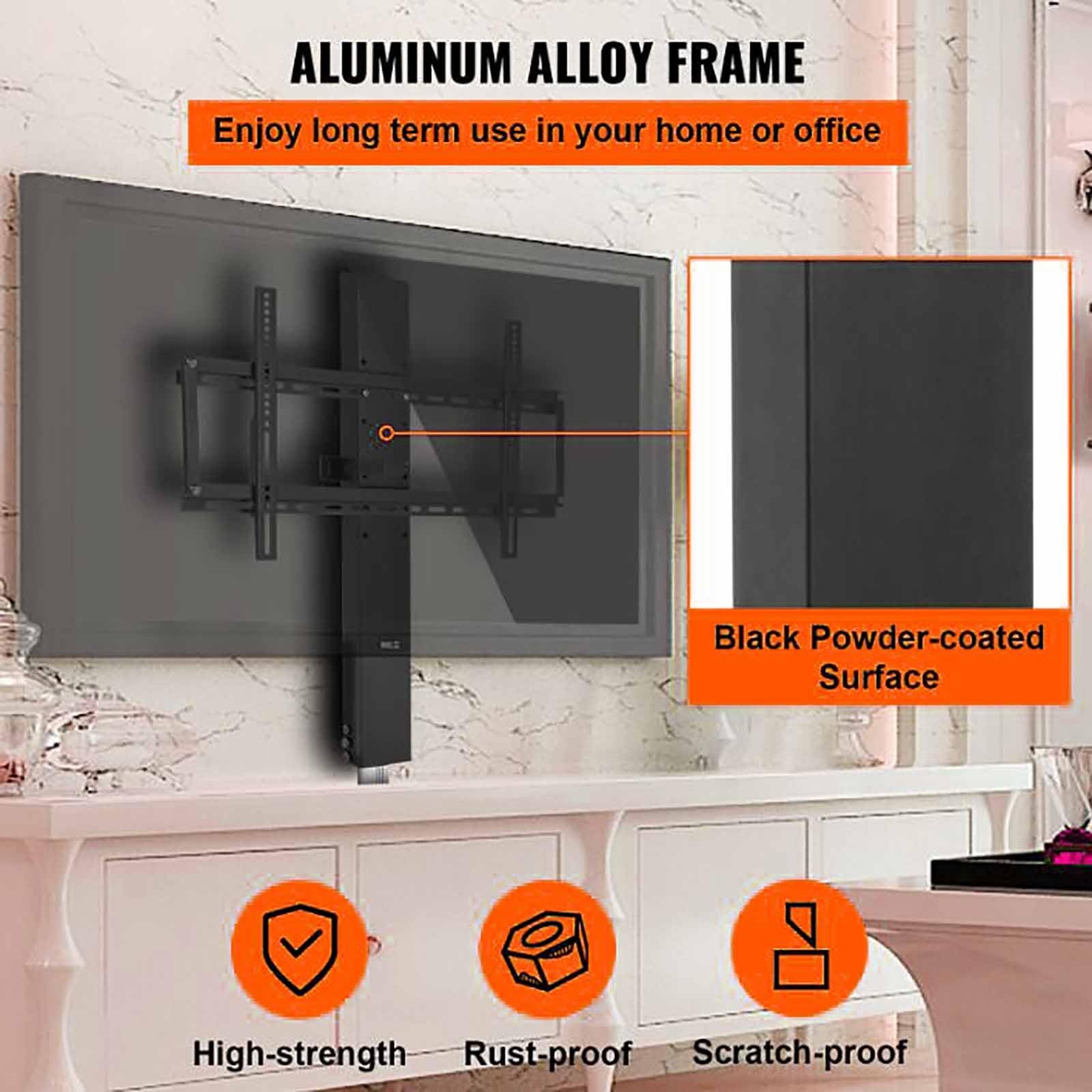Soporte motorizado para TV - Soporte de Suelo para TV, Gancho de 3 Niveles, Ajuste de Altura de 107,4 a 187,4 cm, para televisores de 55 a 60 Pulgadas, con Mando a d