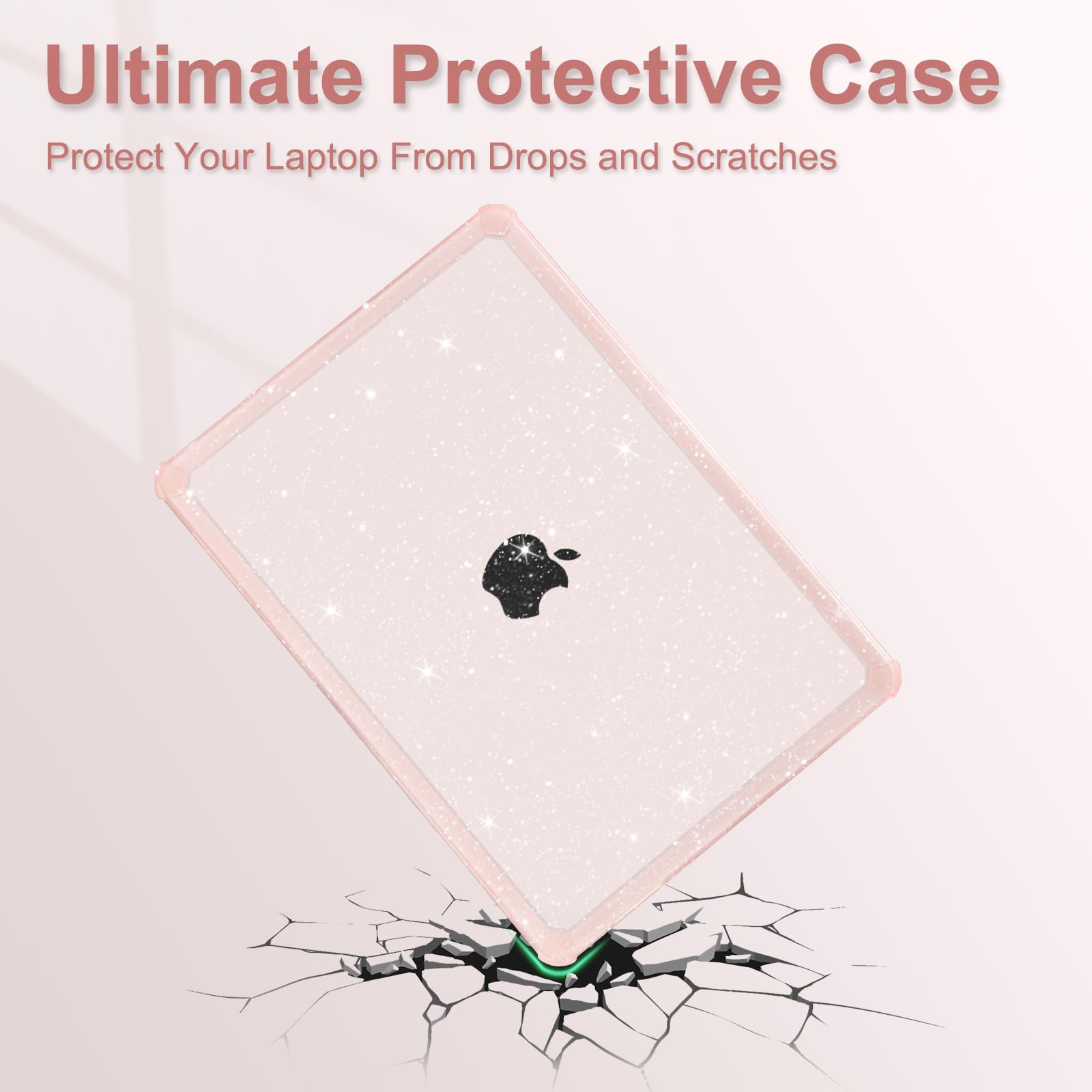 MOSISO Custodia Compatibile con MacBook Pro 14 Cover 2025-2021 M5 A3434 M4 A3112 A3185 A3401 M3 A2918 A2992 M2 A2779 M1 A2442, Case Glitter Anti-Crepa Paraurti TPU Pesante&Copritastiera, Rosa
