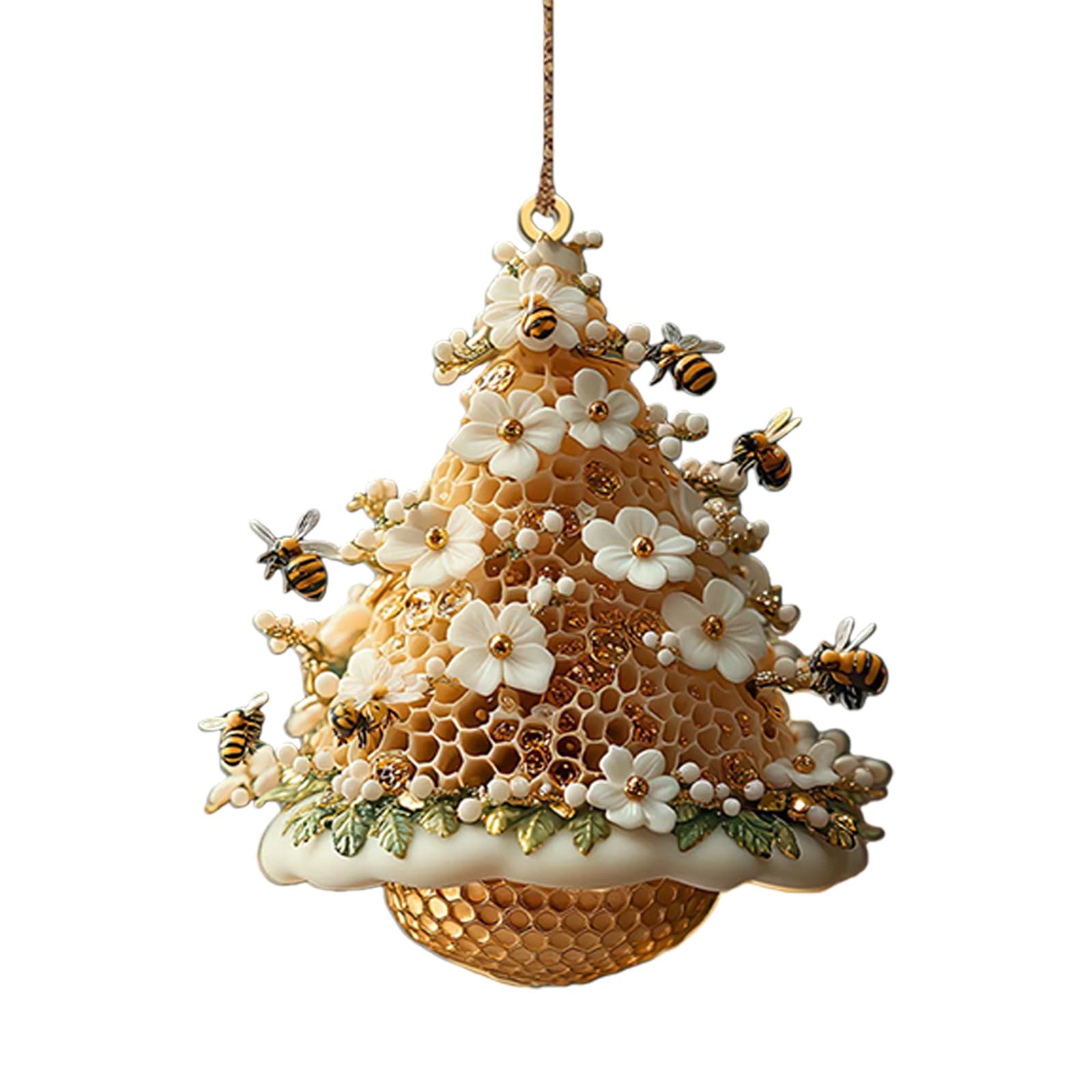 our fave Honeycombed Christmas Tree Shape 2D Flat Acrylic Hanging Decoration Ornament Bees Theme Holiday Festives Home Decors Gift Acrylic Hanging Art