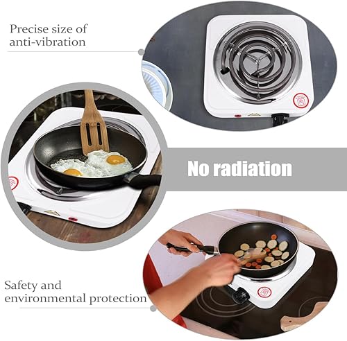 Miniatura 5 de Estufa eléctrica portátil de un solo quemador con control de temperatura ajustable, placa de calefacción de bobina eficiente, placa de calefacción