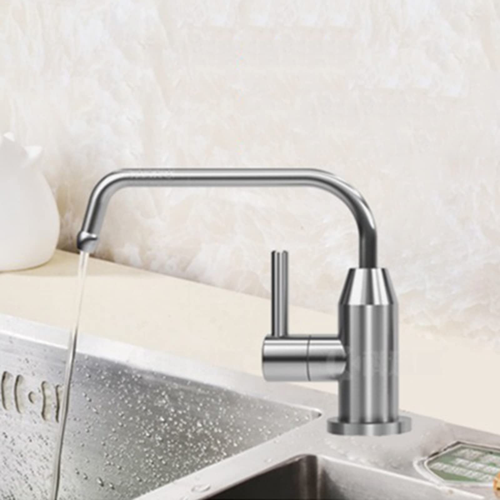 Keukenkranen, drinkwaterkraan 360 enkele koude omgekeerde osmose kraan, kraan voor aanrecht(Brushed A