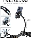 Gooseneck Phone Holder for Wheelchair, Stroller, Golf Cart, Boat, Mic Stand, Indoor Cycling Bike, Gym Bicycle Handlebar Clamp for iPhone Air 17 Pro Max 16 15 14 13 12 Plus, S25, 4.7 to 7" Smartphones
