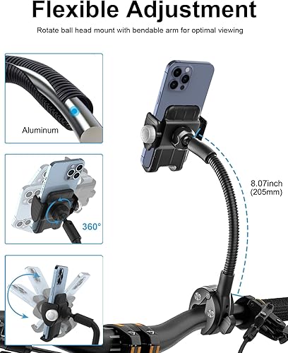 Miniatura 3 de Soporte de teléfono de cuello de cisne para silla de ruedas, cochecito, carrito de golf, barco, soporte de micrófono, bicicleta de ciclismo