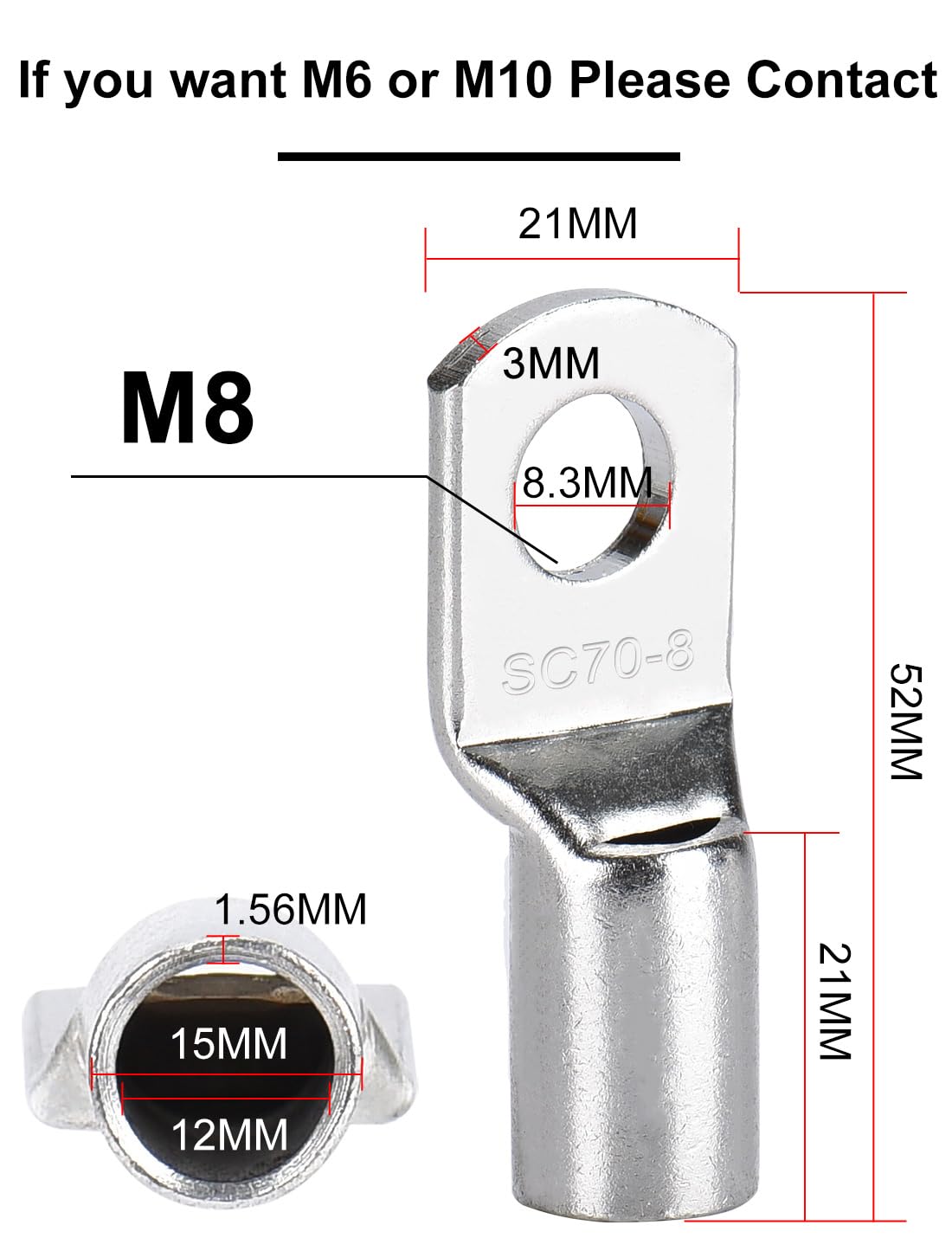 DIHOOL Cable de batería 50mm2 M8 200cm 0 AWG Cable de Silicona Gaina Ondulada Gaina para Cables Flexible Resistente al Calor