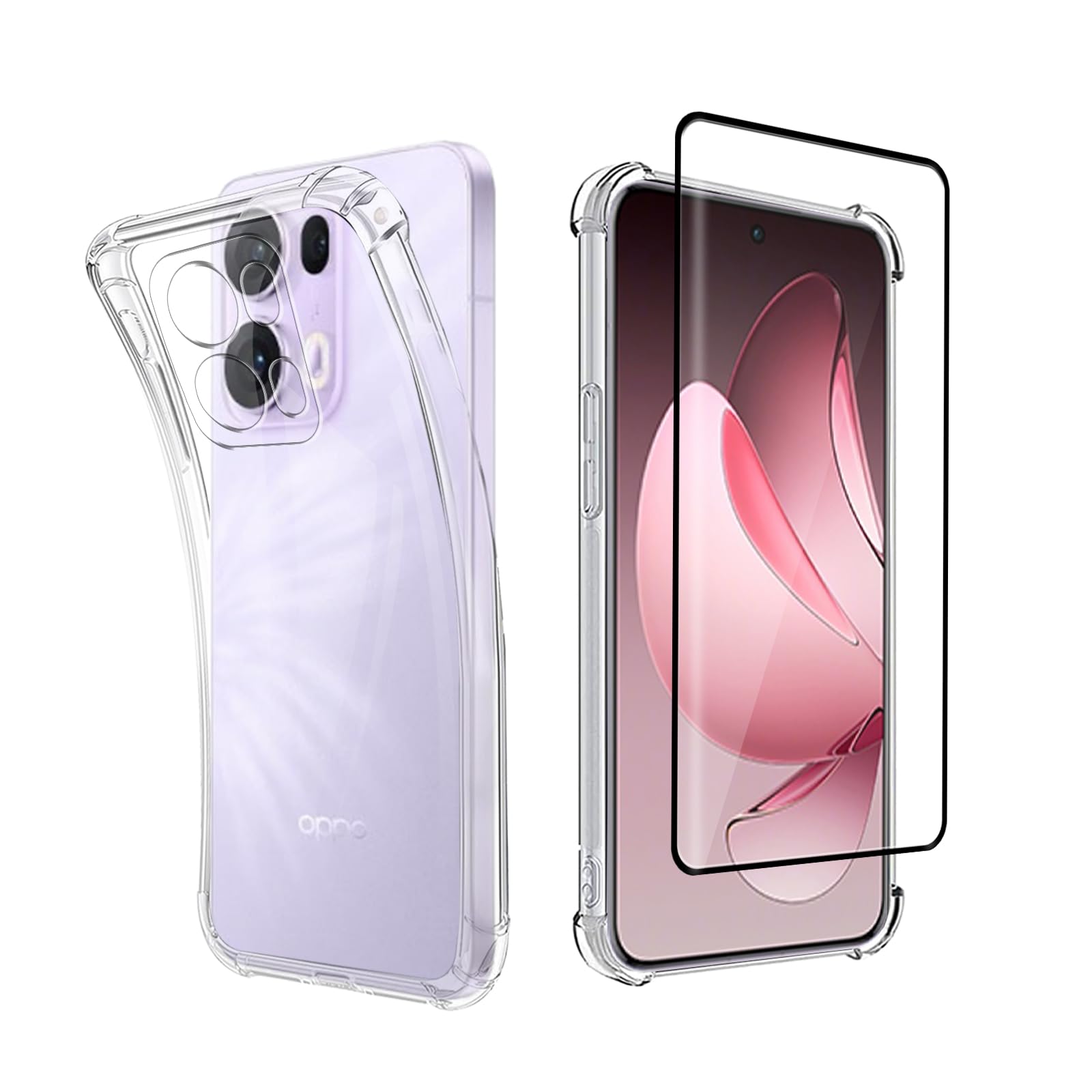 XINYEXIN Clear Case For Oppo Reno 13F 5G 4G / Reno 13 FS 5G 4G Flowers Floral Pattern Design Slim Shockproof Transparent Soft TPU Bumper Case
