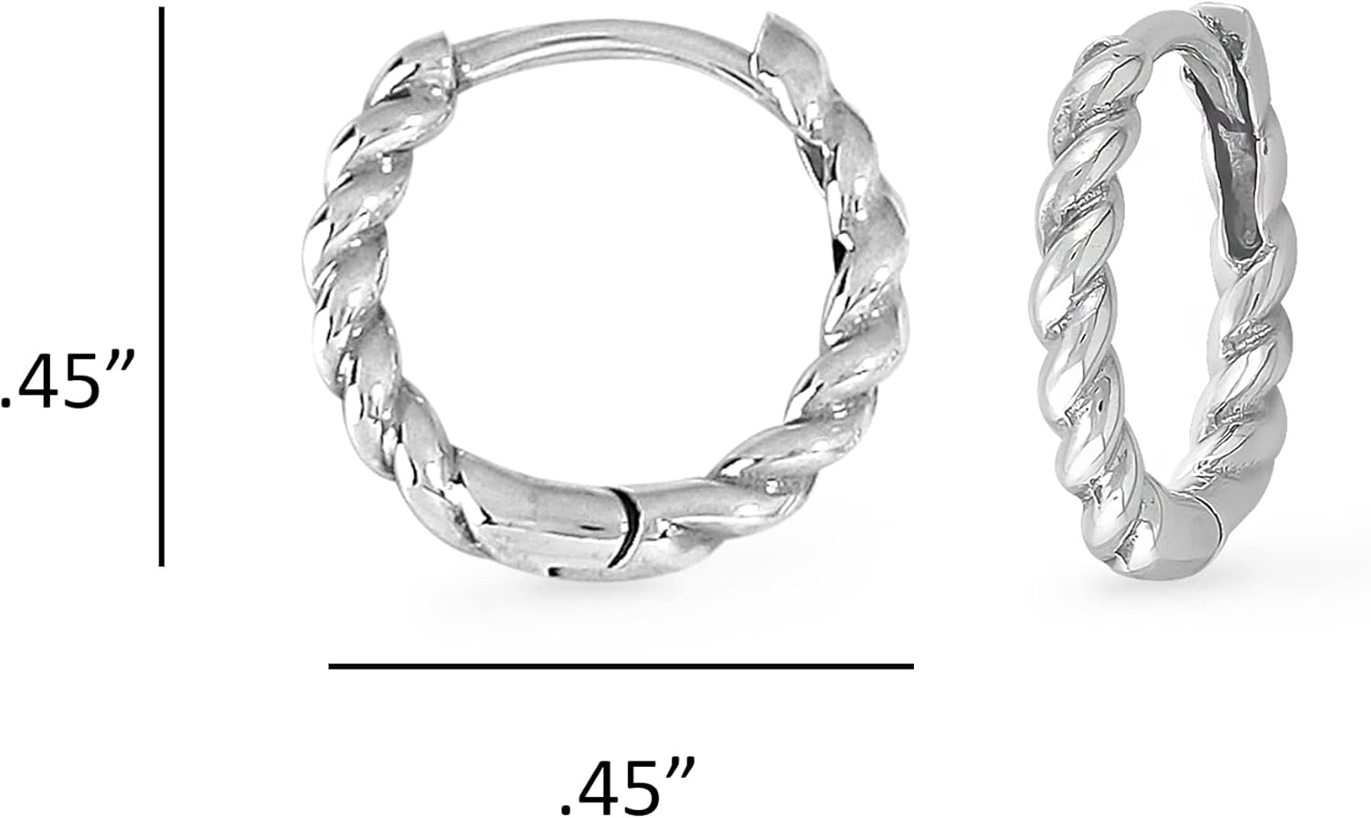 Boma Jewelry Sterling Silver 1/2 Inch Braided Huggie Hoop Earrings