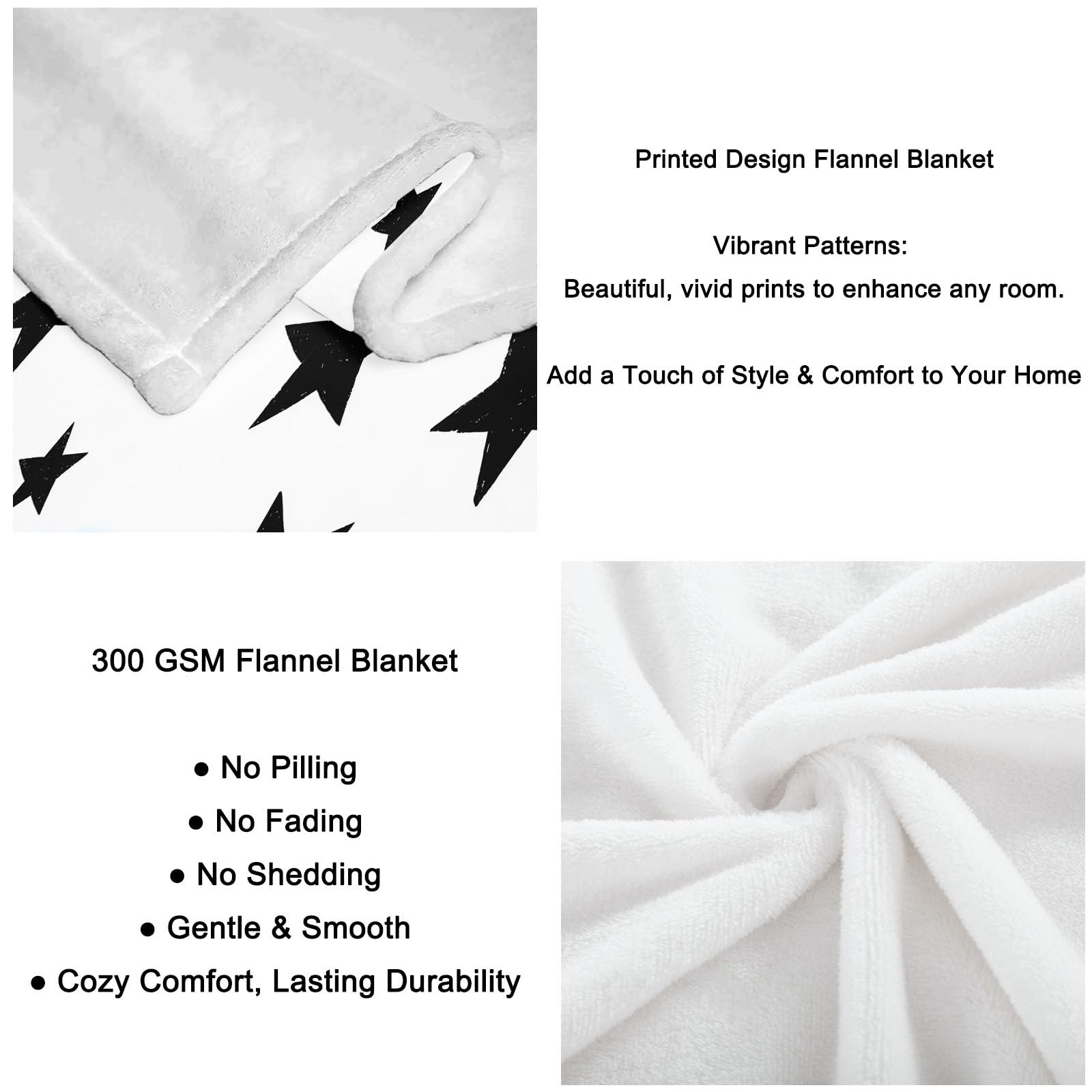 Flanelowy koc polarowy pięcioramienny minimalistyczny wzór w gwiazdę polar, narzuta na sofę Wygodny dwuosobowy koc na łóżko w kratę zimowy, 220 x 240 cm Jasny kolor