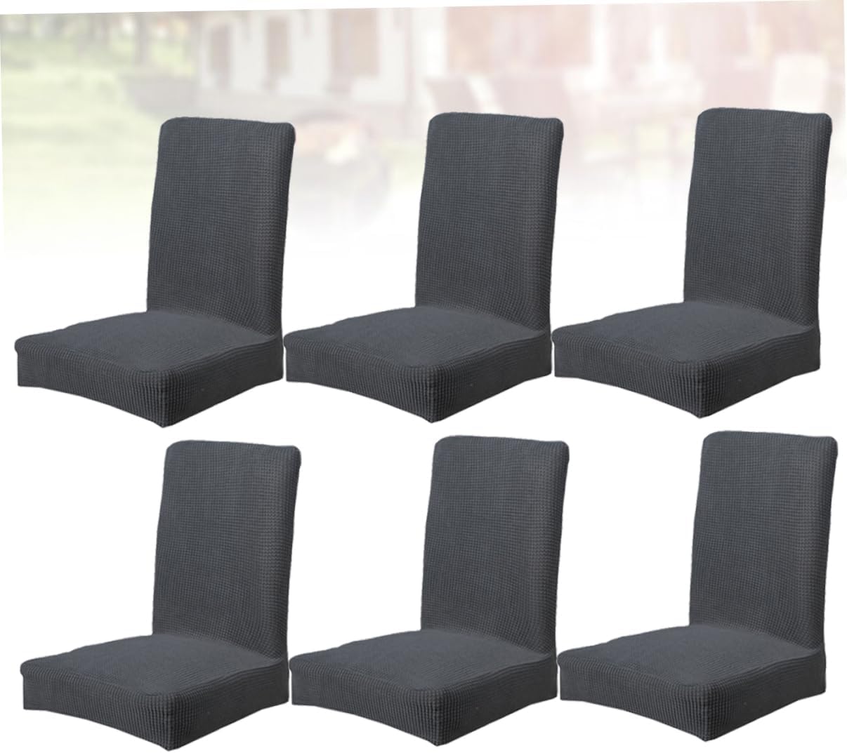 6pcs Dining Chair Seat Covers Stretchy Slip Cover Elastic Full Body Protector for Home Office Grey