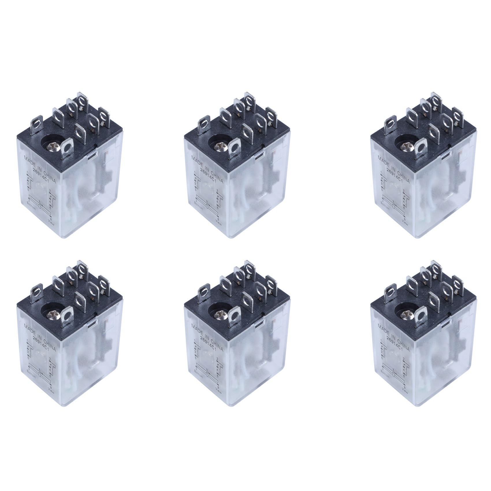 Jnchdghwa 6X JQX-13F LY2 DC 12V Coil 8-Pin DPDT Green LED Electromagnetic Relay