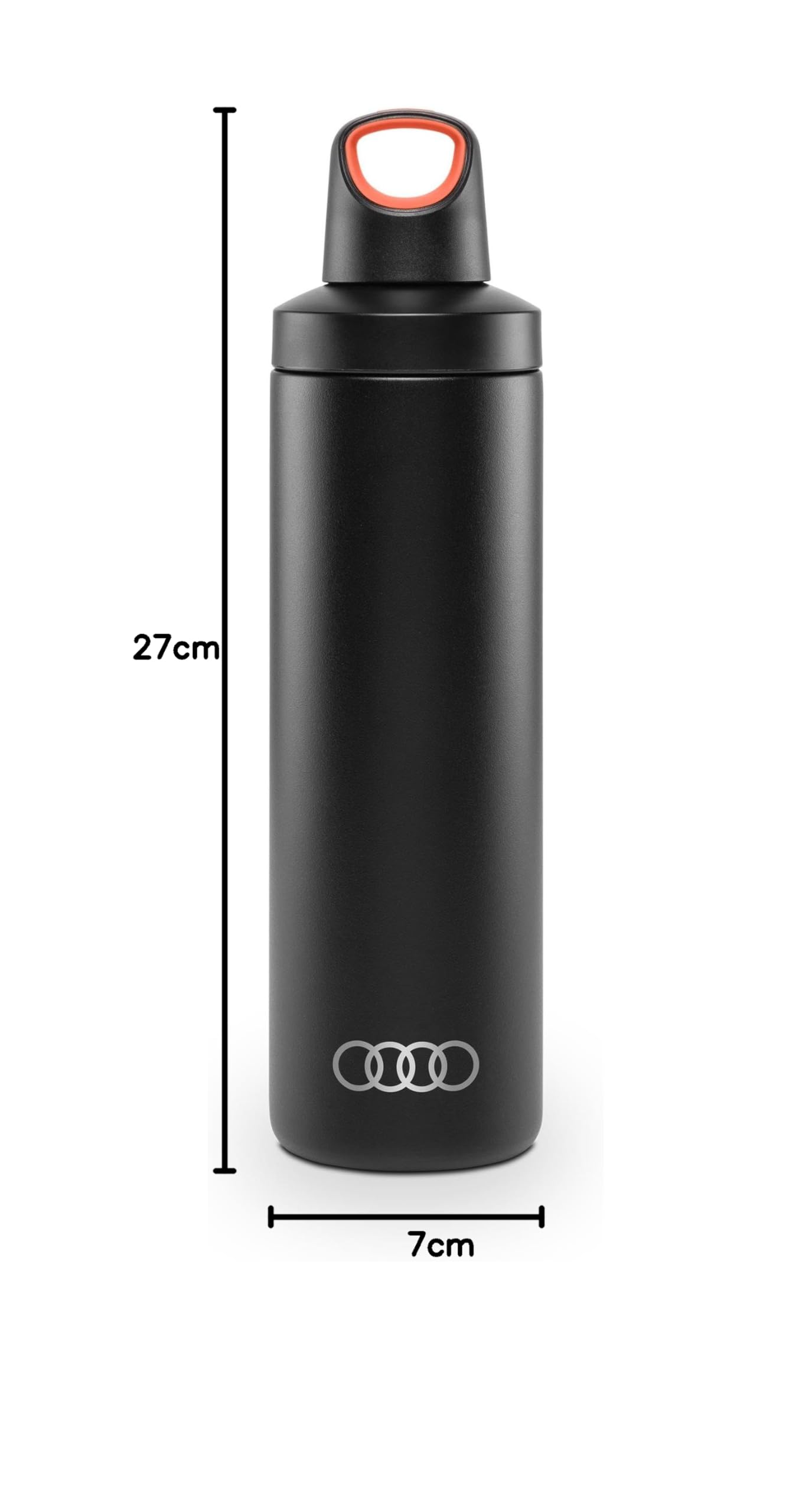 Audi 3292400600 - Borraccia termica con anelli, 600 ml, colore: Nero