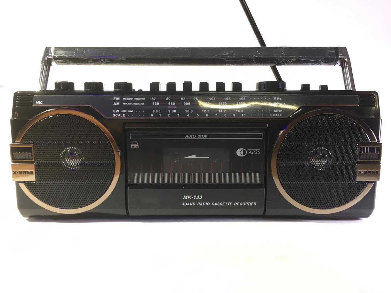 DISCORAMA® Lettore Stereo Cassette Radio Registratore USB SD Vintage Portatile Nero