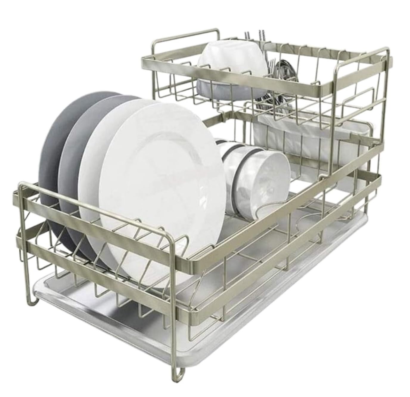 Egouttoir Vaisselle Supports À Vaisselle en Métal De Cuisine Stockage D'ustensiles Ménagers avec Bac D'égouttage Rangement Cuisine
