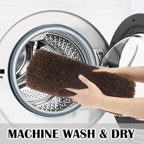 Miniatura 5 de Suchtale Alfombra de contorno de baño antideslizante, absorbente de agua, suave microfibra lanuda lavable a máquina, alfombra de baño para baño,