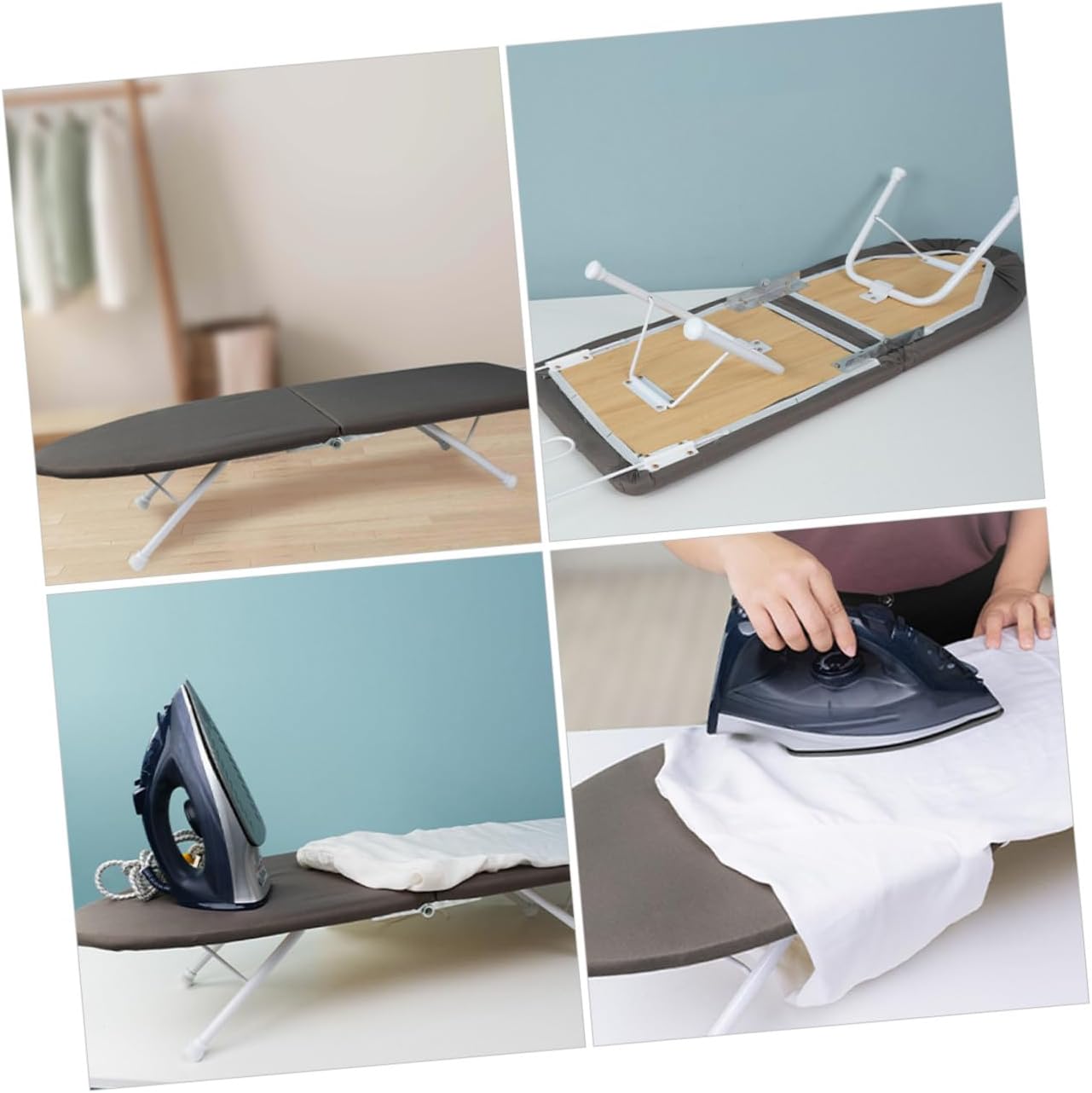 Practical Foldable Mini Ironing Board Small Tabletop Ironing Rack with Heat-Resistant Cover for Household Clothes and Sleeve Pressing