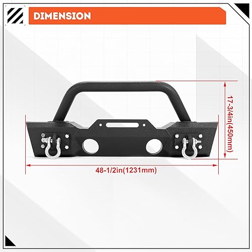 Miniatura 16 de Parachoques delantero con placa de cabrestante, luces LED y anillos en D