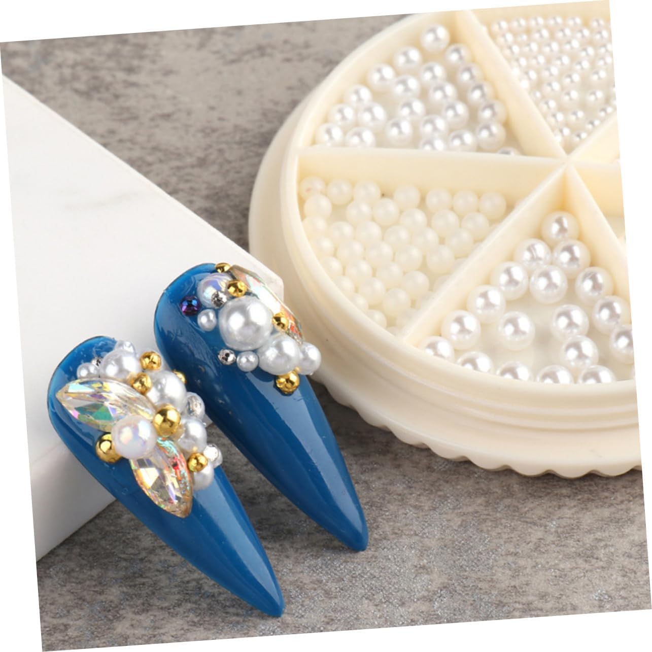 Baluue DIY Manicure Pearls Nail Art Decor 2 Boxes Safe Lightweight Nail Beads