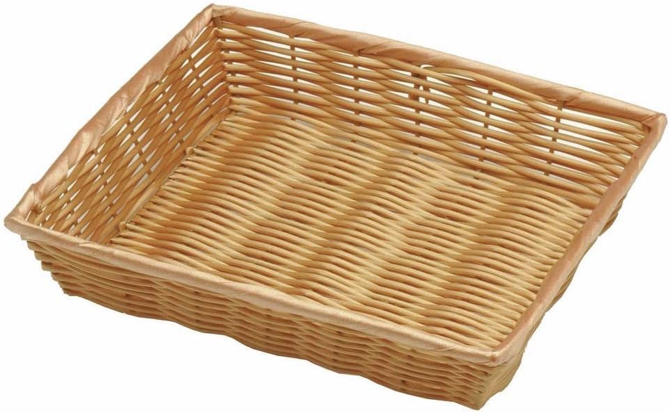 天然色合成籐ディスプレイバスケット 10 x 12 x 2 1/2
