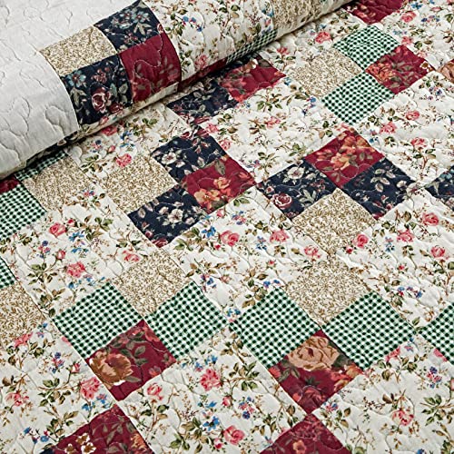 L'irisdom King Quilt Bedding Set 100% Cotton Patchwork Bedspread Lightweight Comforter Set With 2 Pillow Shams(106 * 96 Inch) #TOP6