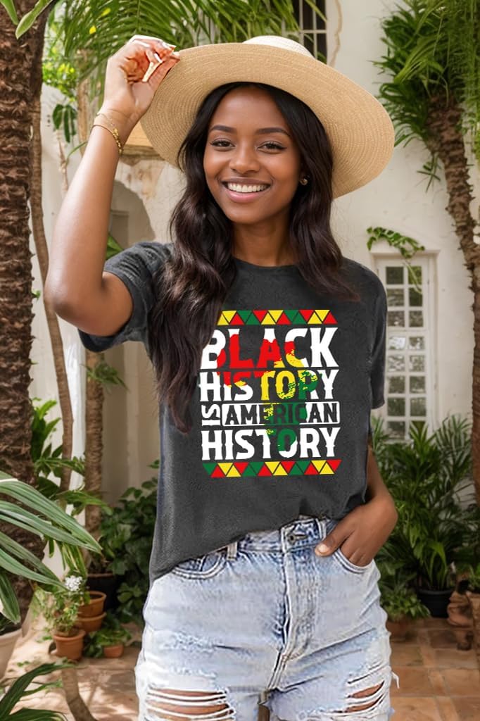 Black History Month Shirts Women Afro African Pride Culture Shirts for Women Melanin Short Sleeve - Image 2