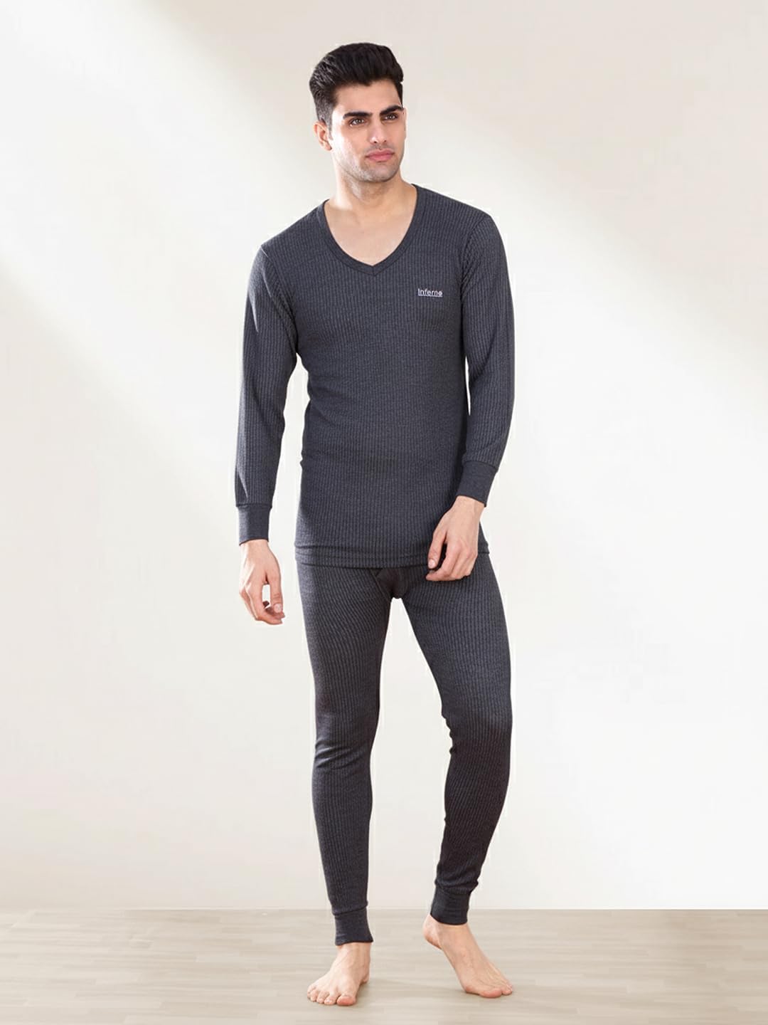 Men's V Neck Thermal Vest | Full Sleeve Winter Innerwear Soft & Warm Cotton Fabric