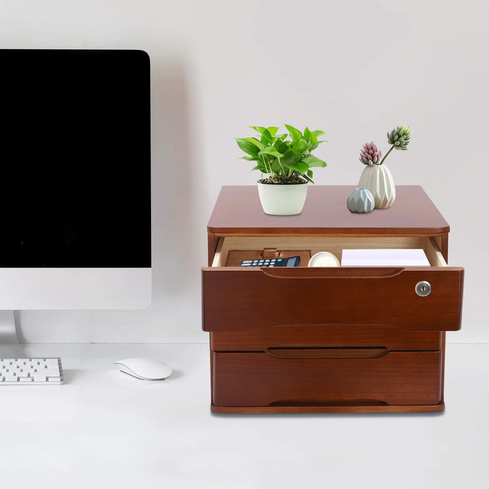 Organizzatore da scrivania, in legno, organizer da scrivania, con cassetti richiudibili, per ufficio, studio, camera da letto, tavolo da toeletta, cucina
